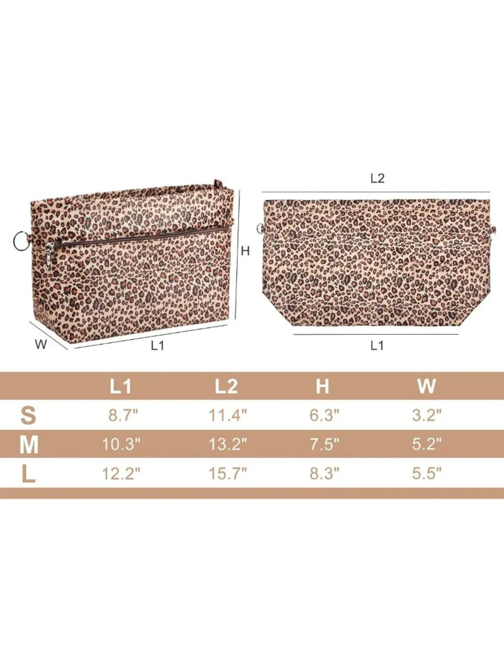 Stylish Tote Handbag Organizer Insert with Zipper Closure, 11 Pockets, Multiple